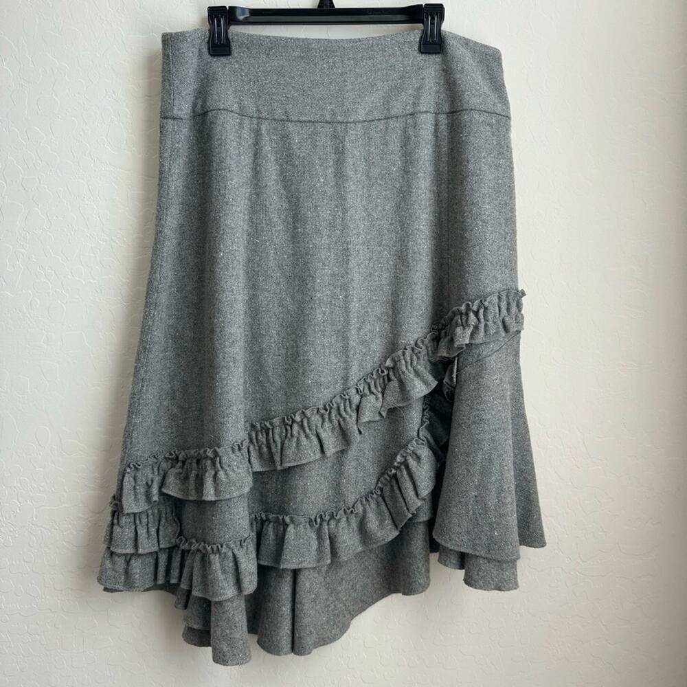 Zoe. D Wool Blend Skirt Vintage Ruffle